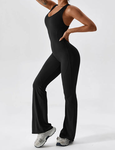 GERRYCAN OPEN BLACK FLARED JUMPSUIT BLACK