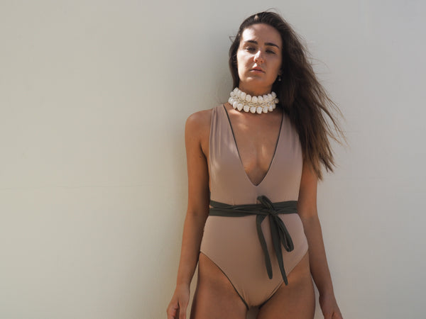 LILAH ONE PIECE // KHAKI AND NUDE