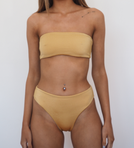 ZARA REVERSIBLE With two shades of gold Bikini SET-GERRY CAN Moderate Cut Brief and bandeau top